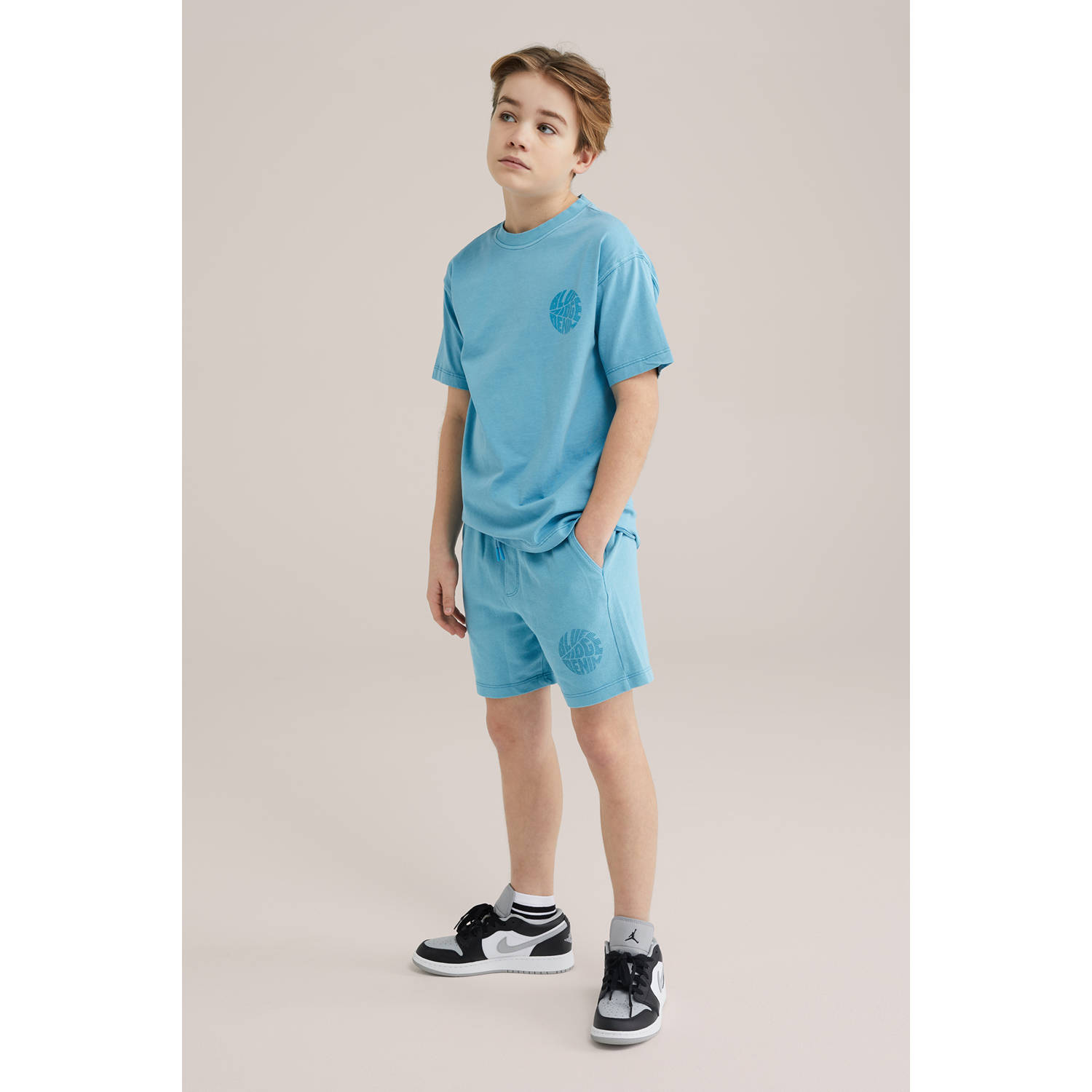 WE Fashion Blue Ridge sweatshort lichtblauw