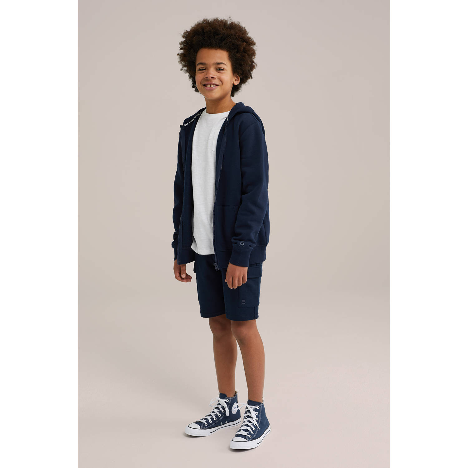 WE Fashion Blue Ridge sweatshort donkerblauw