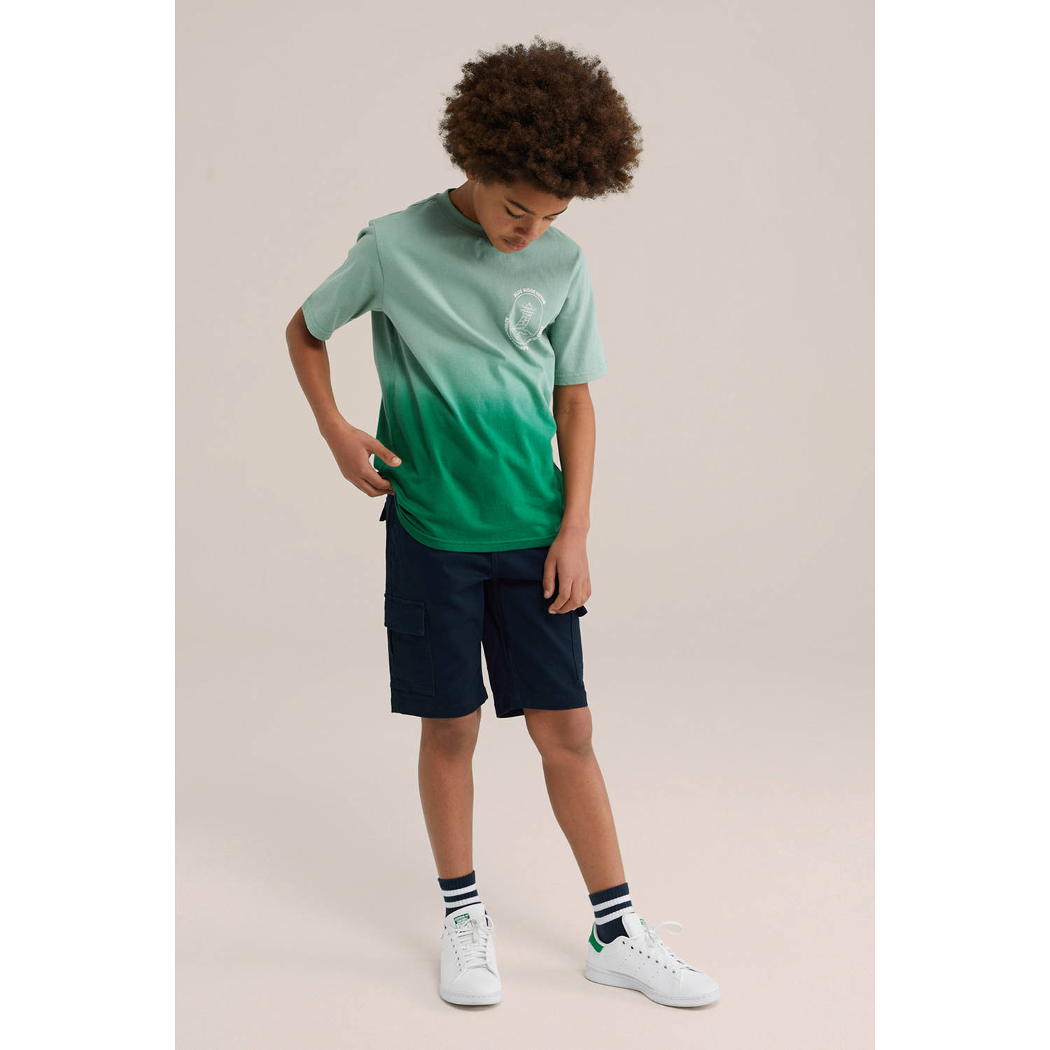 WE Fashion Blue Ridge cargo short donkerblauw