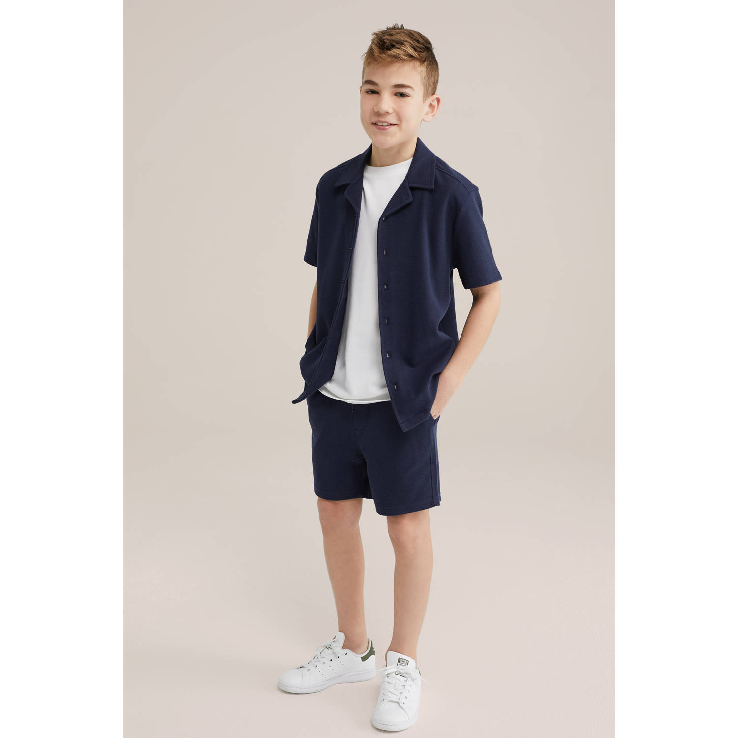 WE Fashion Blue Ridge sweatshort donkerblauw