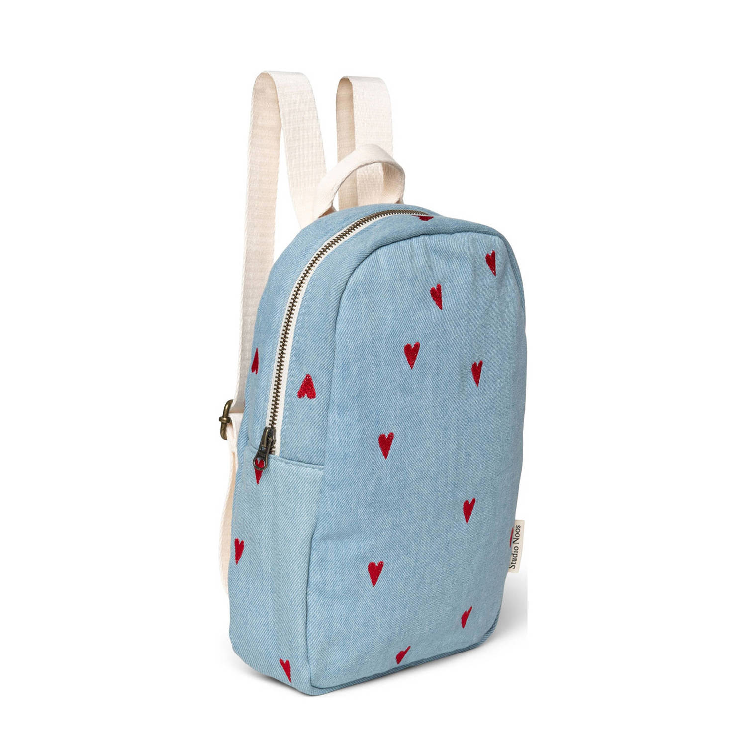 Studio Noos Rugzak met hartjes print light blue denim