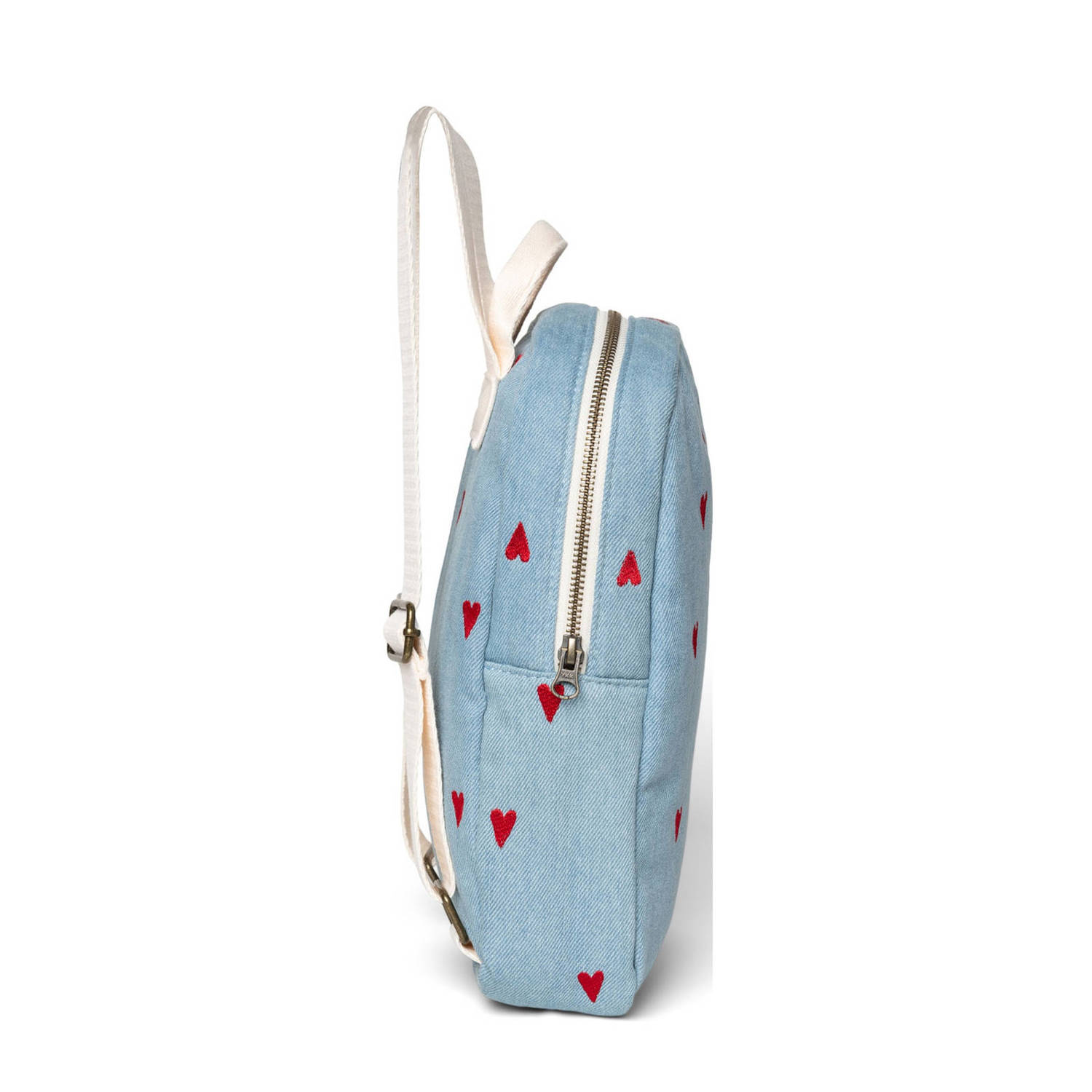 Studio Noos Rugzak met hartjes print light blue denim