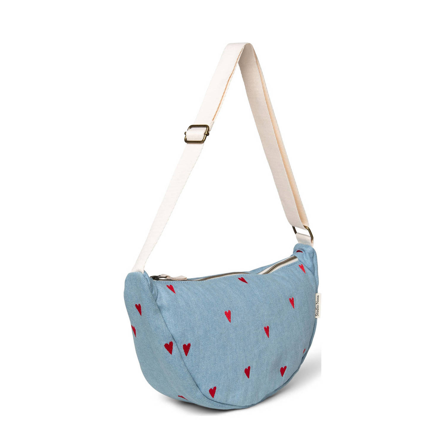 Studio Noos denim crossbody tas Denim hearts lichtblauw