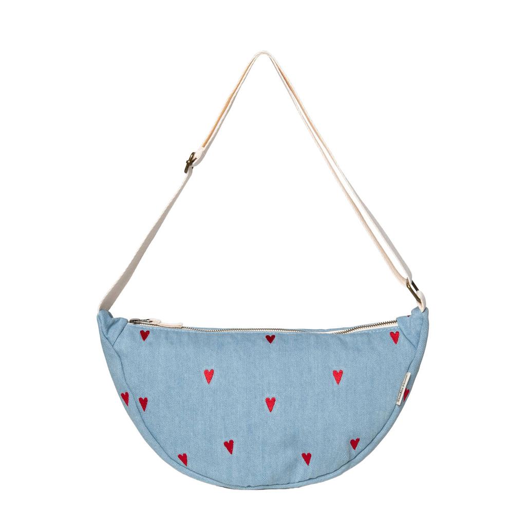Studio Noos denim crossbody tas Denim hearts lichtblauw