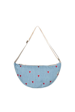  denim crossbody tas Denim hearts lichtblauw