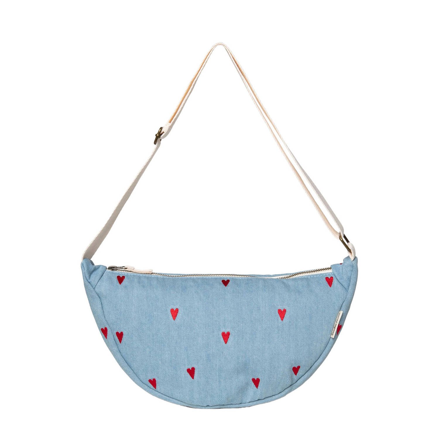 Studio Noos denim crossbody tas Denim hearts lichtblauw