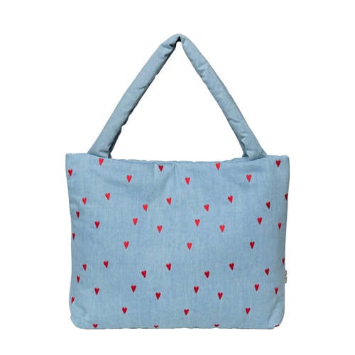 Studio Noos luiertas Denim Hearts Mom Bag lichtblauw afbeelding