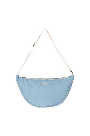  denim crossbody tas Denim Solid blauw