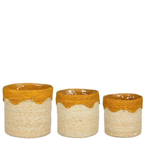 Mica Decorations mand (set van 3) (geel) afbeelding