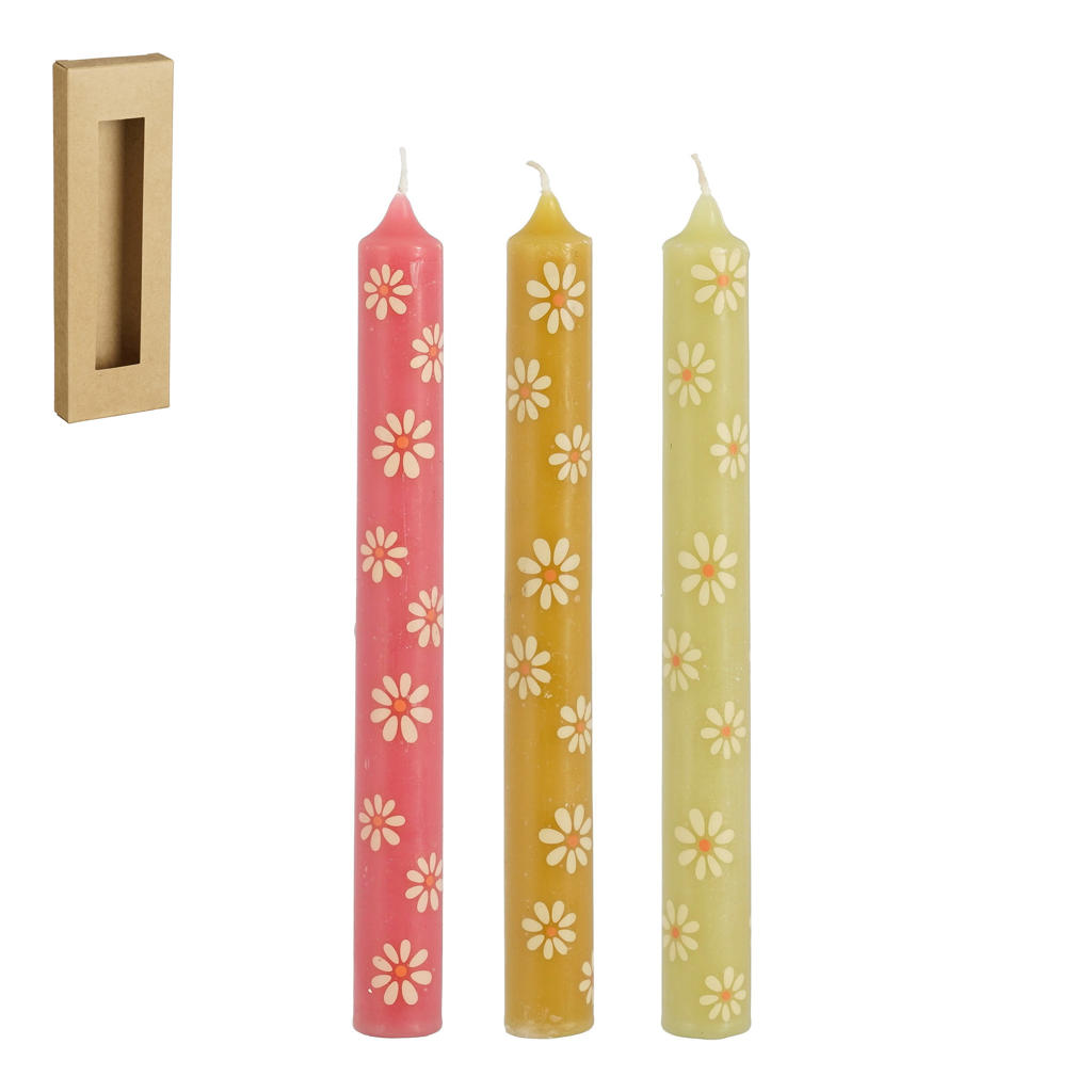 Mica Decorations kaarsen bloemen (set van 3)