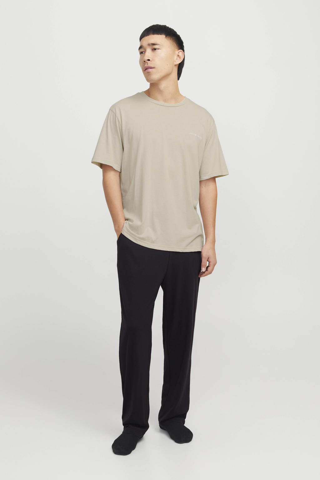 JACK & JONES pyjama JACEVEREST lichtbeige/zwart