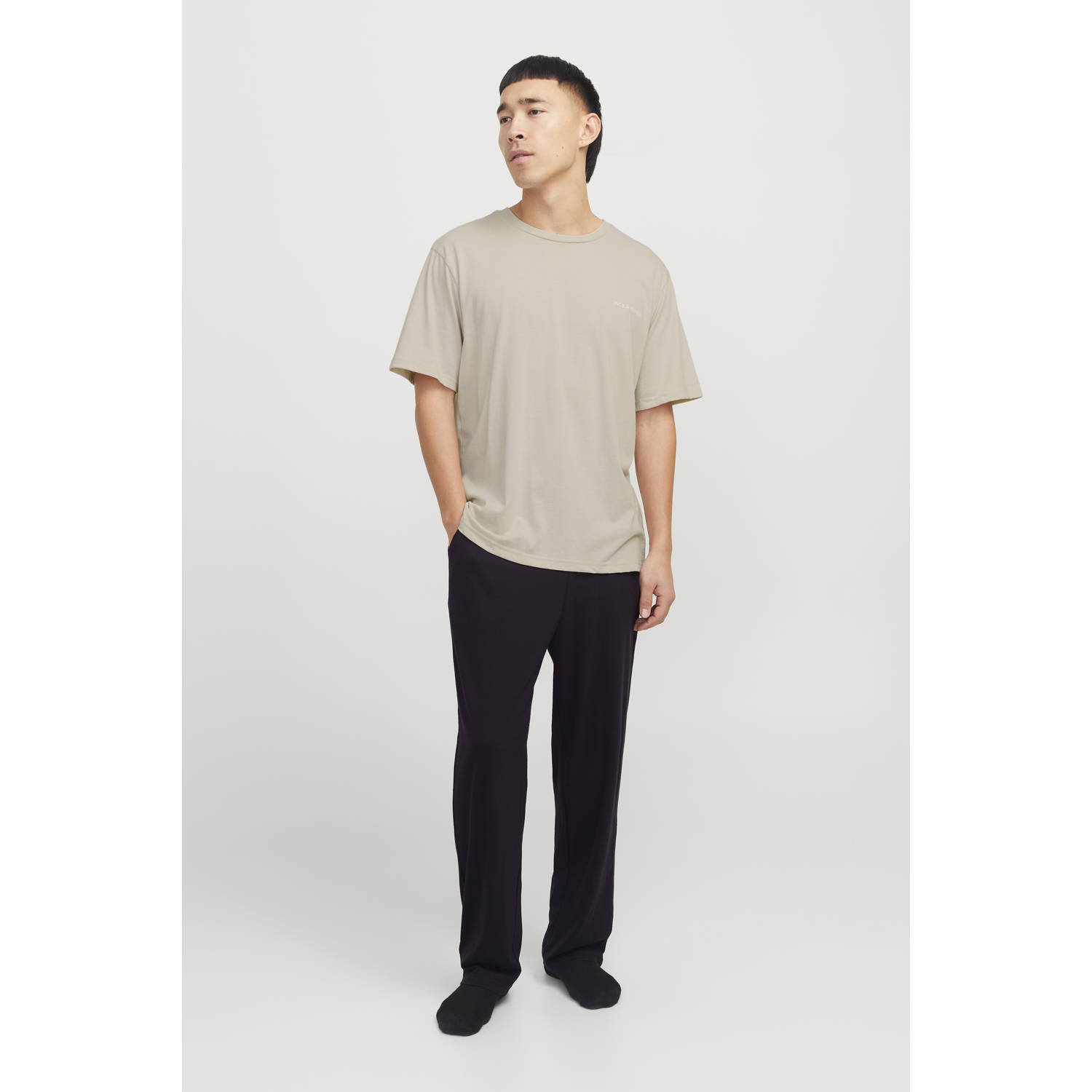 JACK & JONES pyjama JACEVEREST lichtbeige zwart