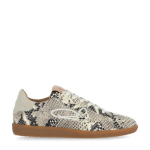 Pearl Sign  leren sneakers met slangenprint zwart/wit/taupe