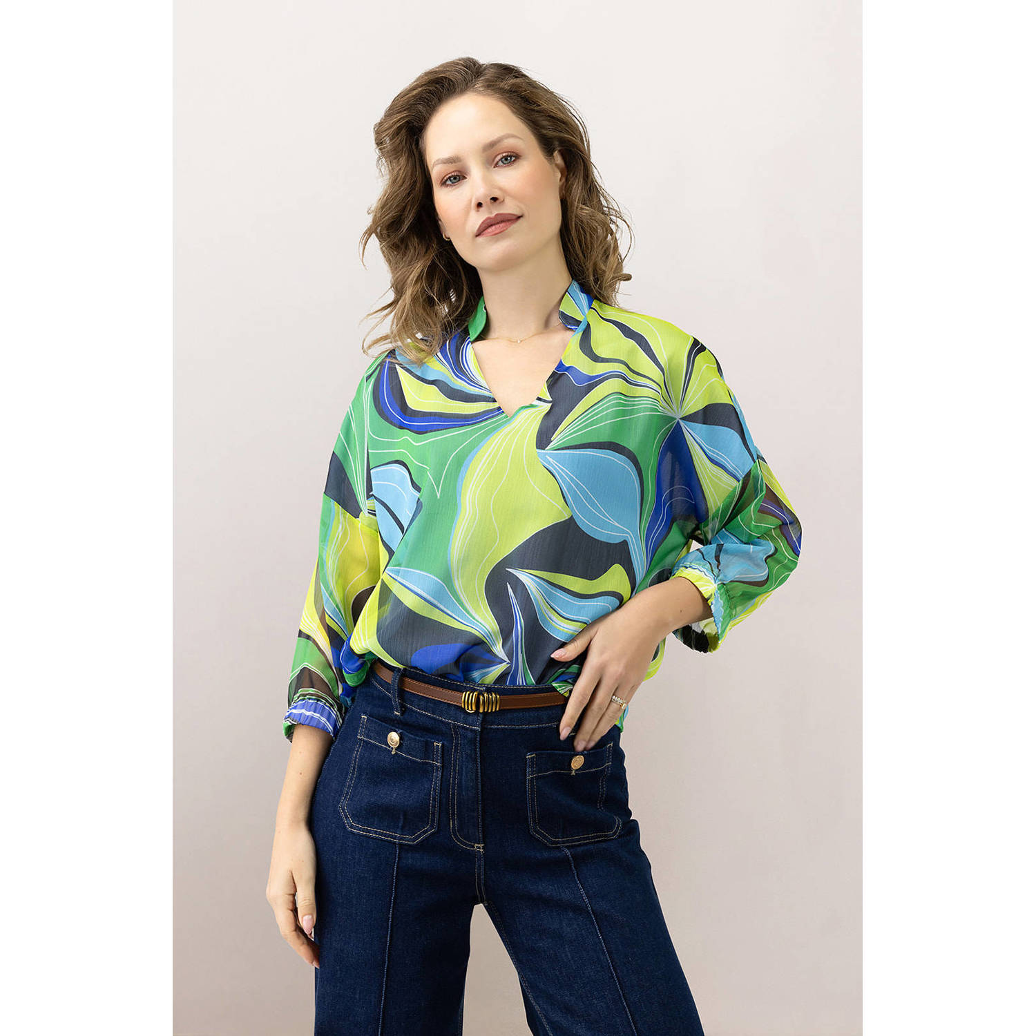 LabeL DOT high waist wide leg jeans dark blue denim
