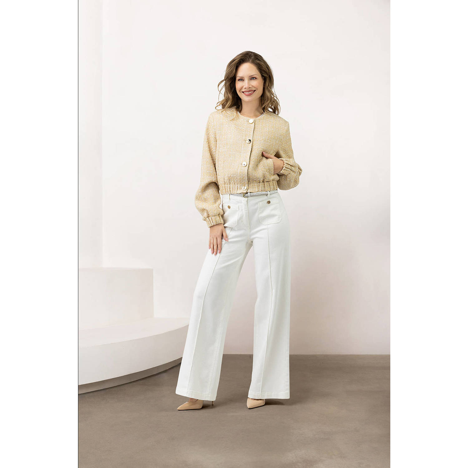 LabeL DOT high waist wide leg jeans wit