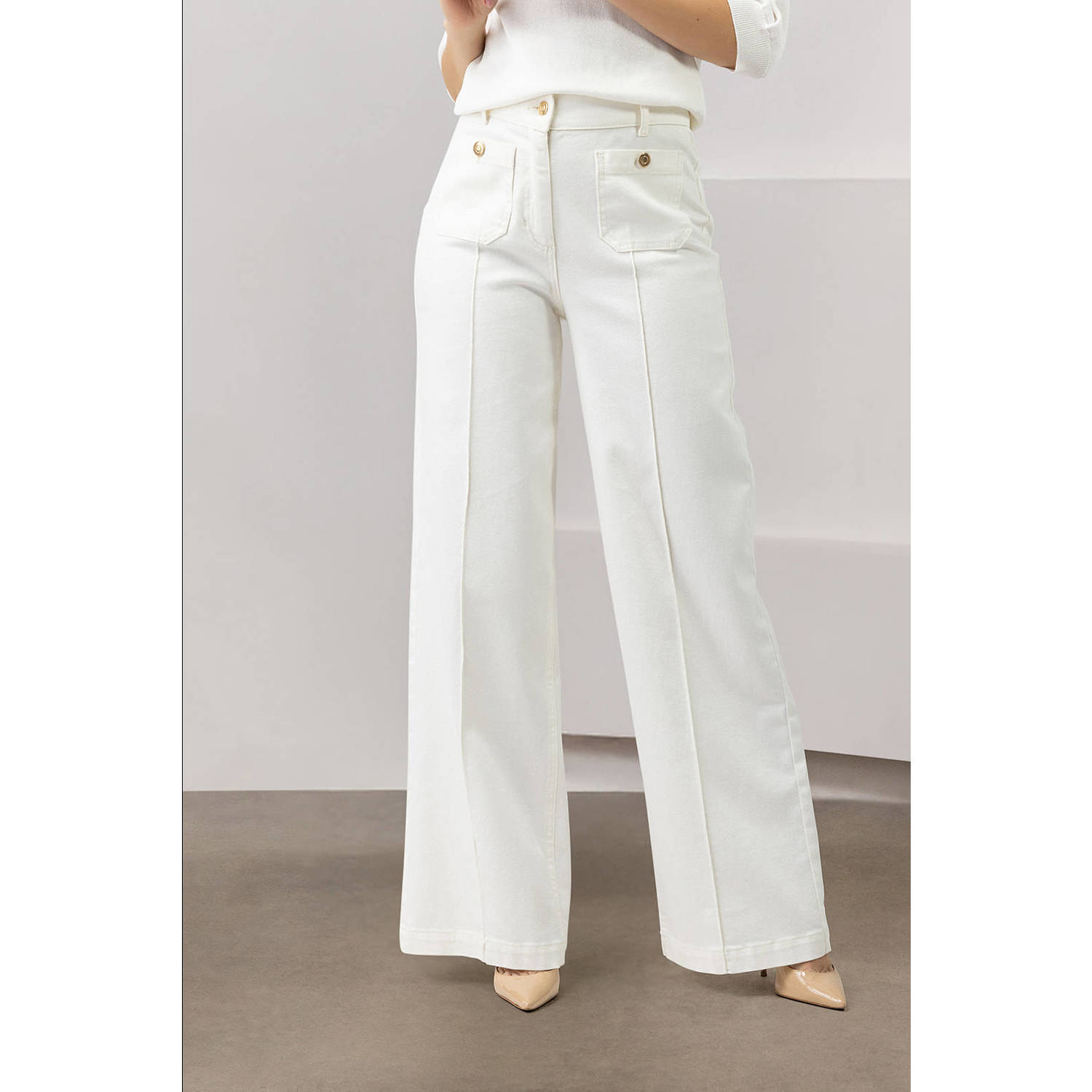 LabeL DOT high waist wide leg jeans wit
