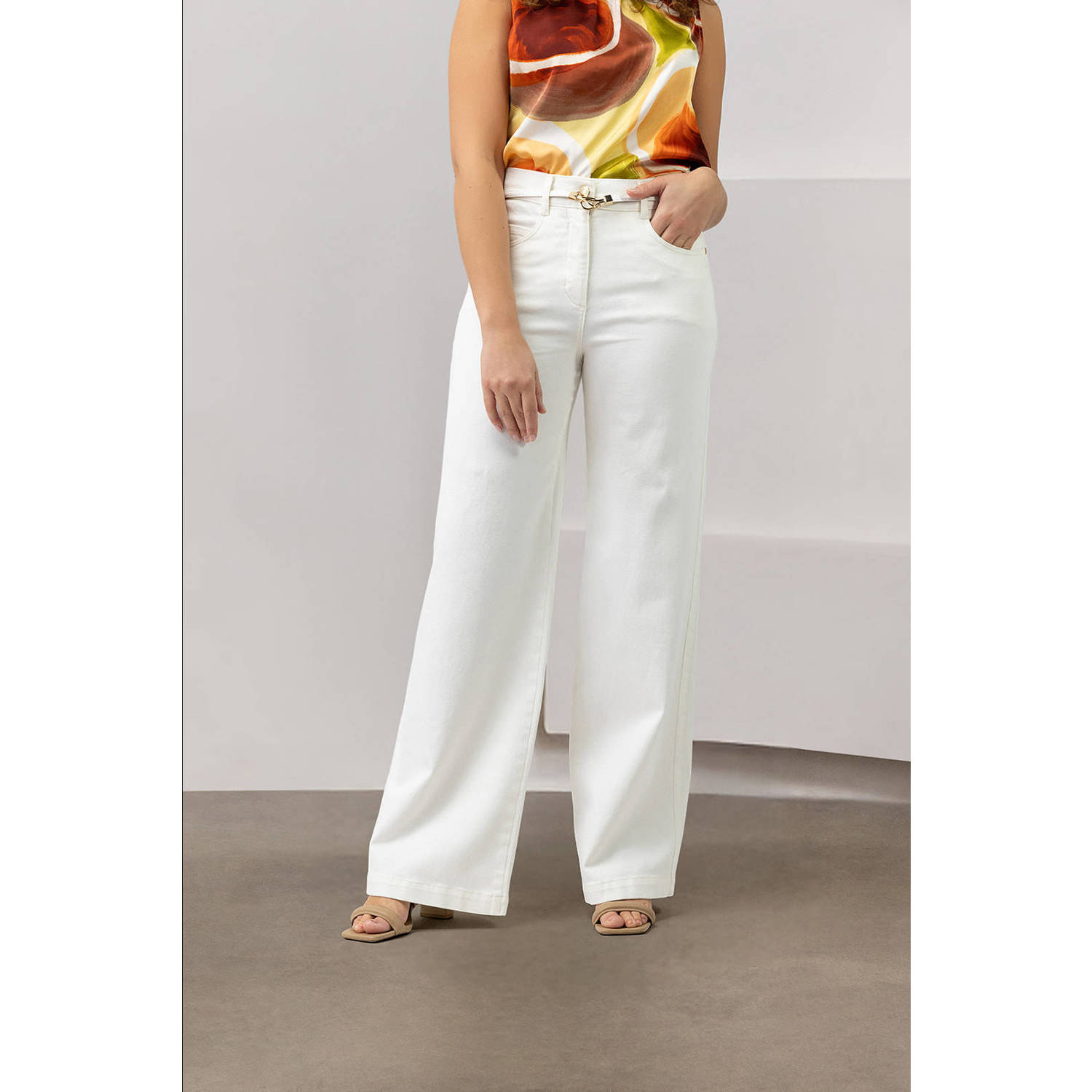 LabeL DOT high waist wide leg jeans wit
