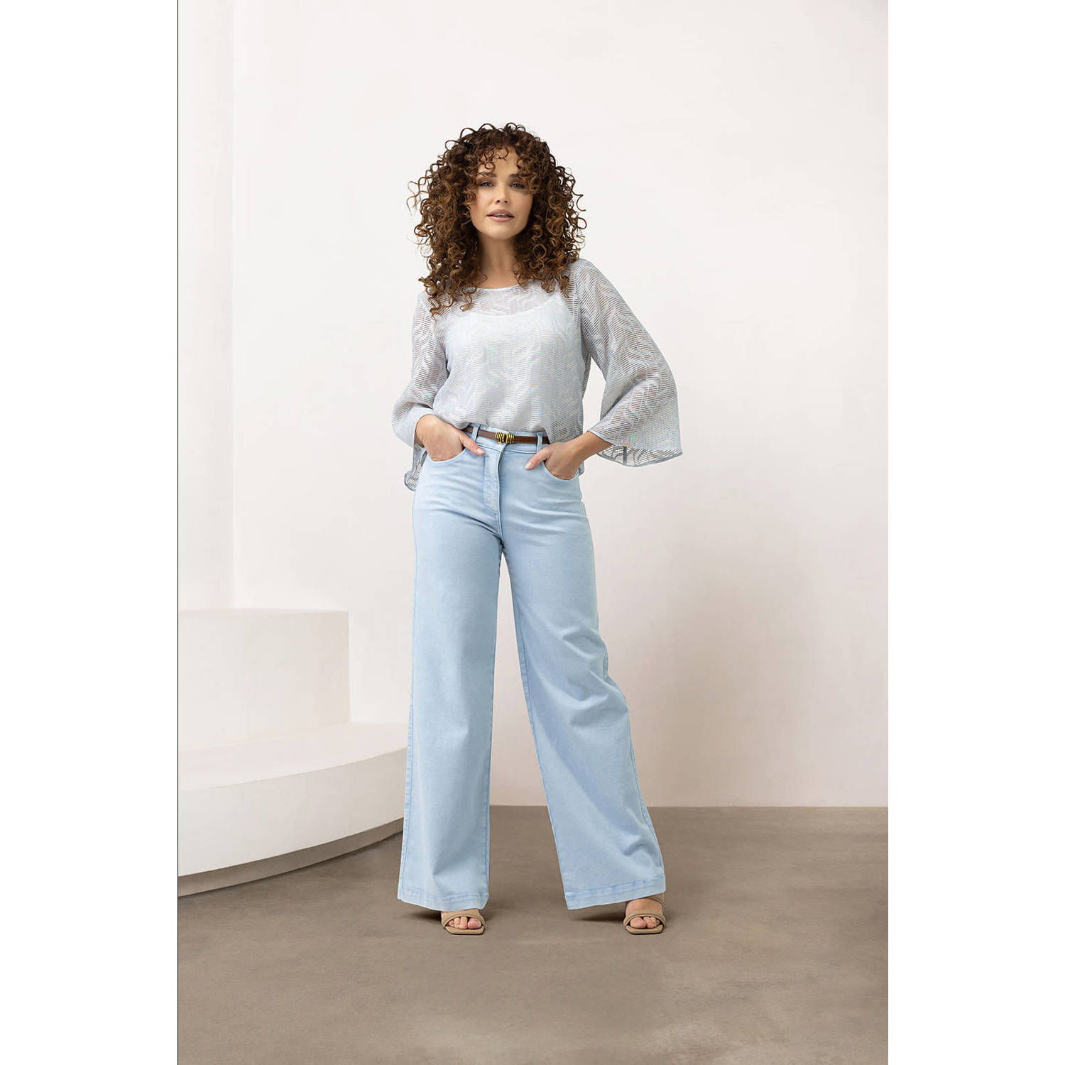 LabeL DOT high waist wide leg jeans light blue denim
