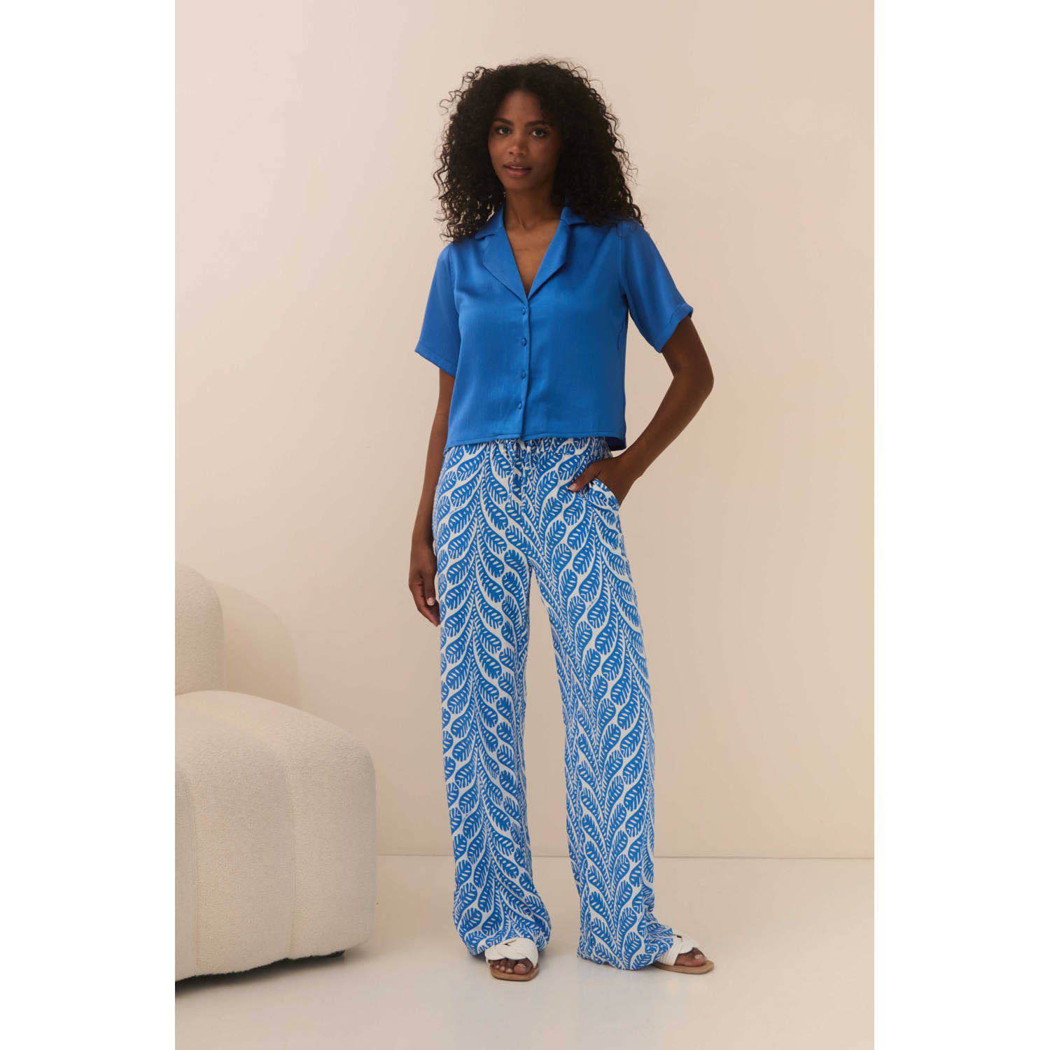 Lofty Manner wide leg regular waist broek blauw