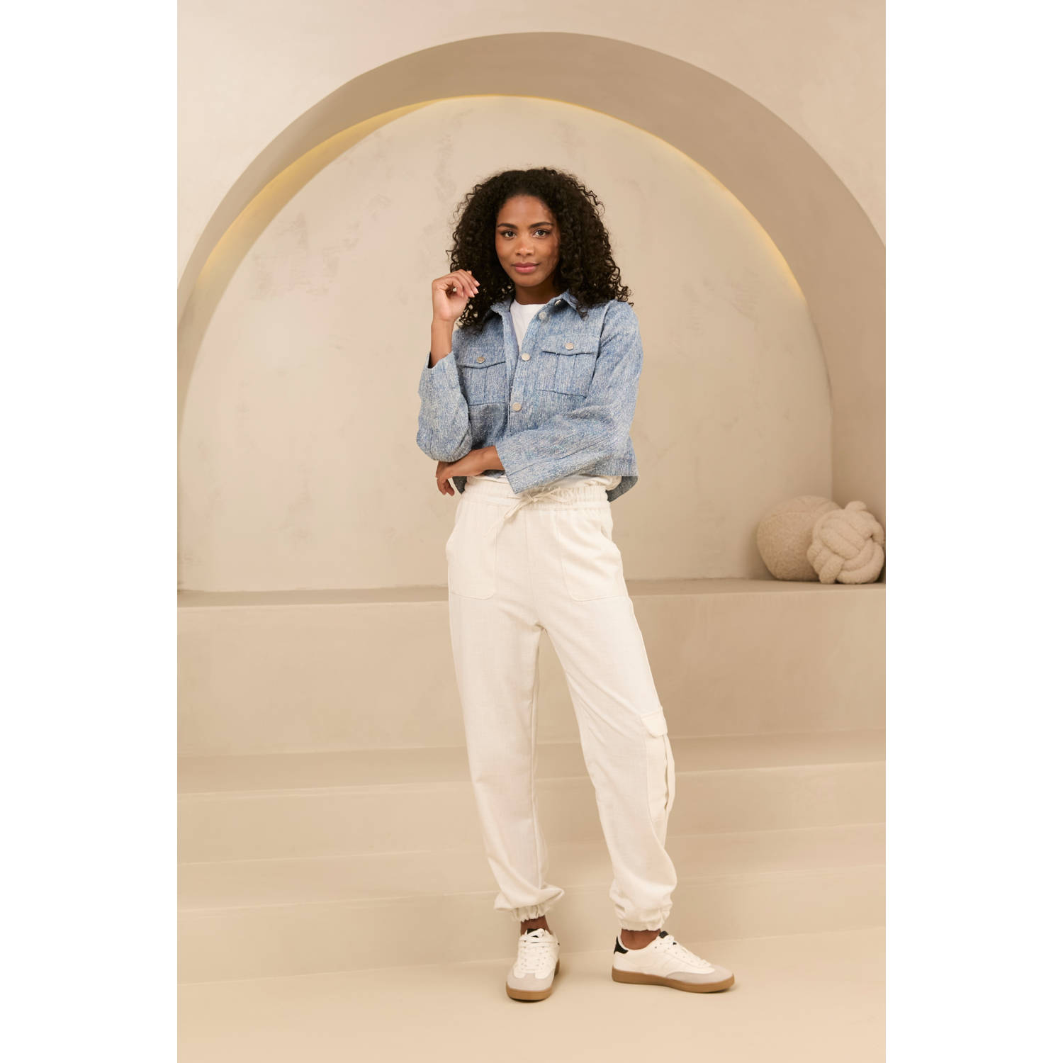 Lofty Manner slim regular waist broek ecru