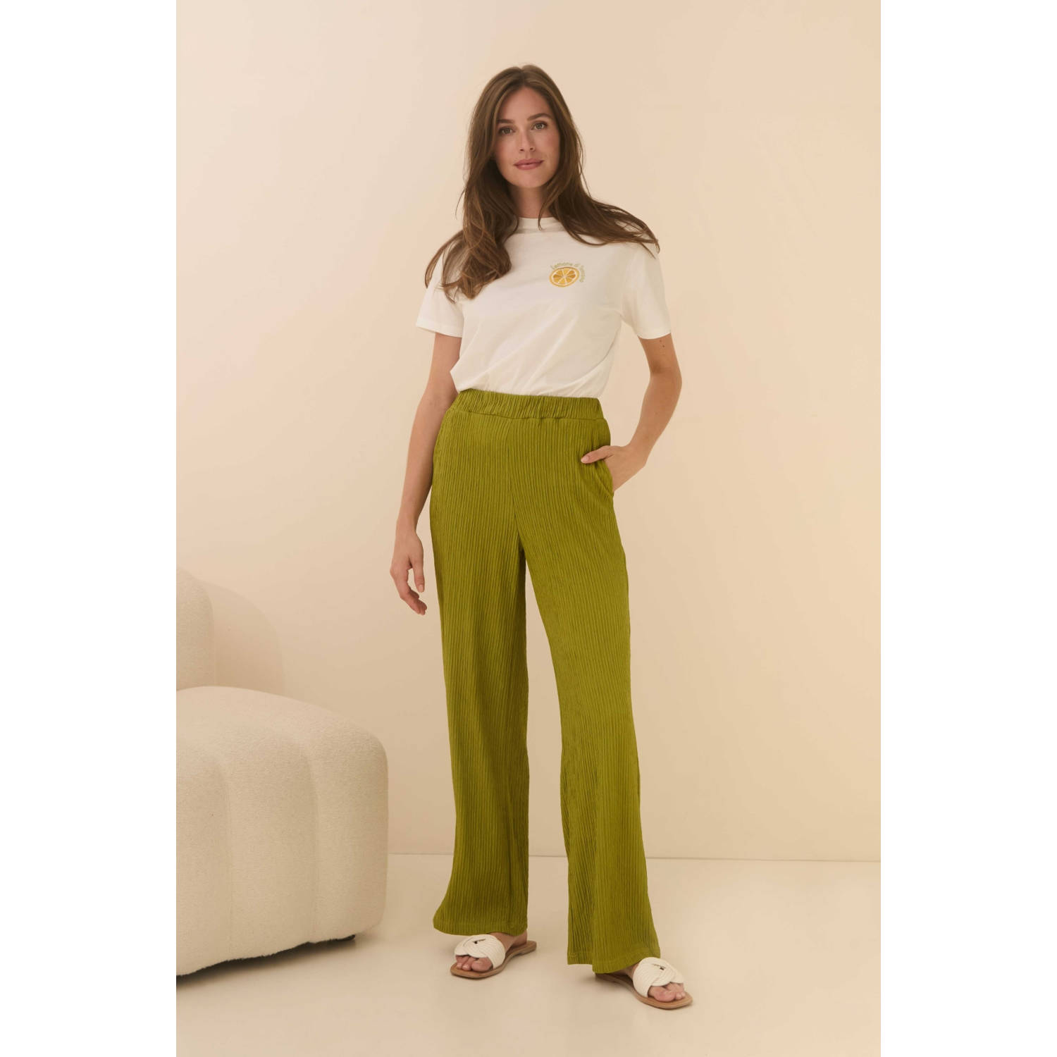 Lofty Manner straight regular waist broek groen