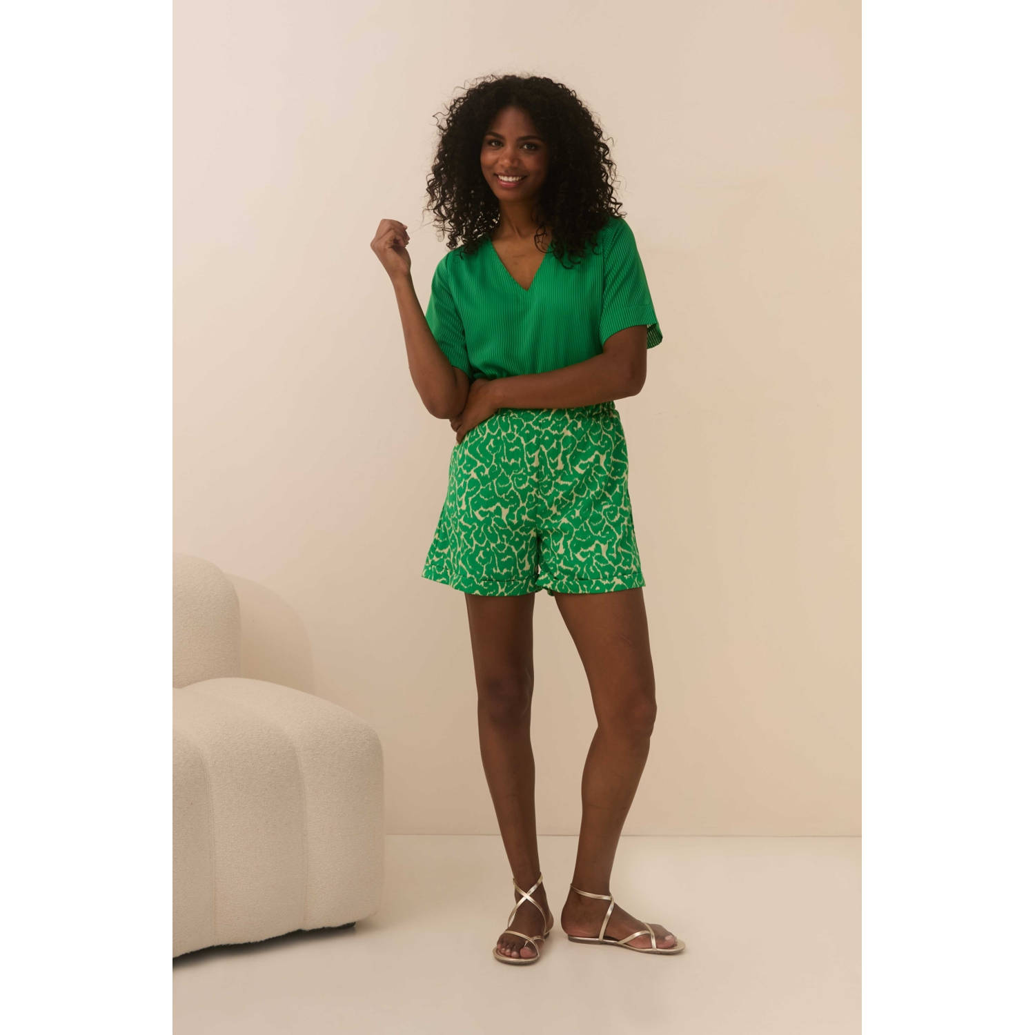 Lofty Manner straight high waist casual short groen