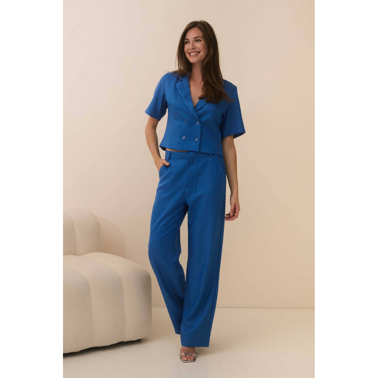 Lofty Manner wide leg regular waist pantalon blauw