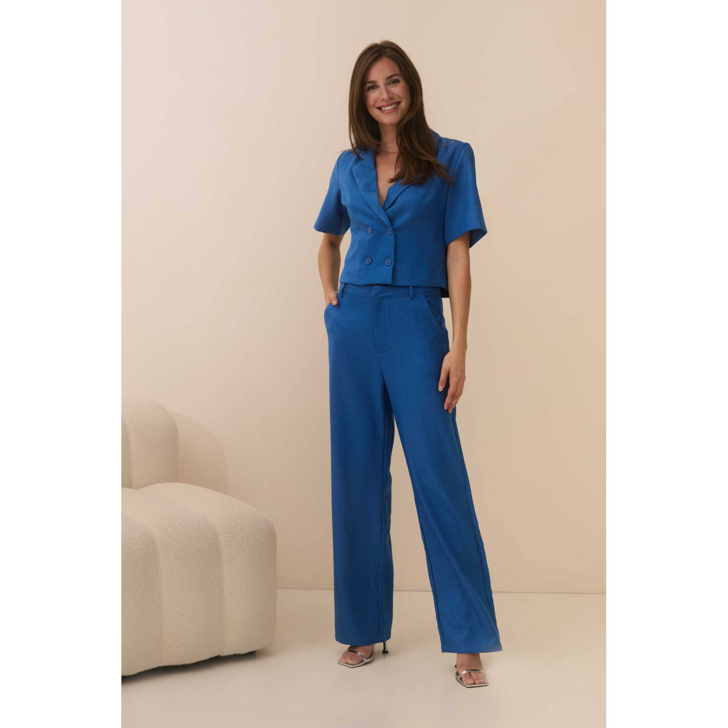 Lofty Manner cropped blazer blauw