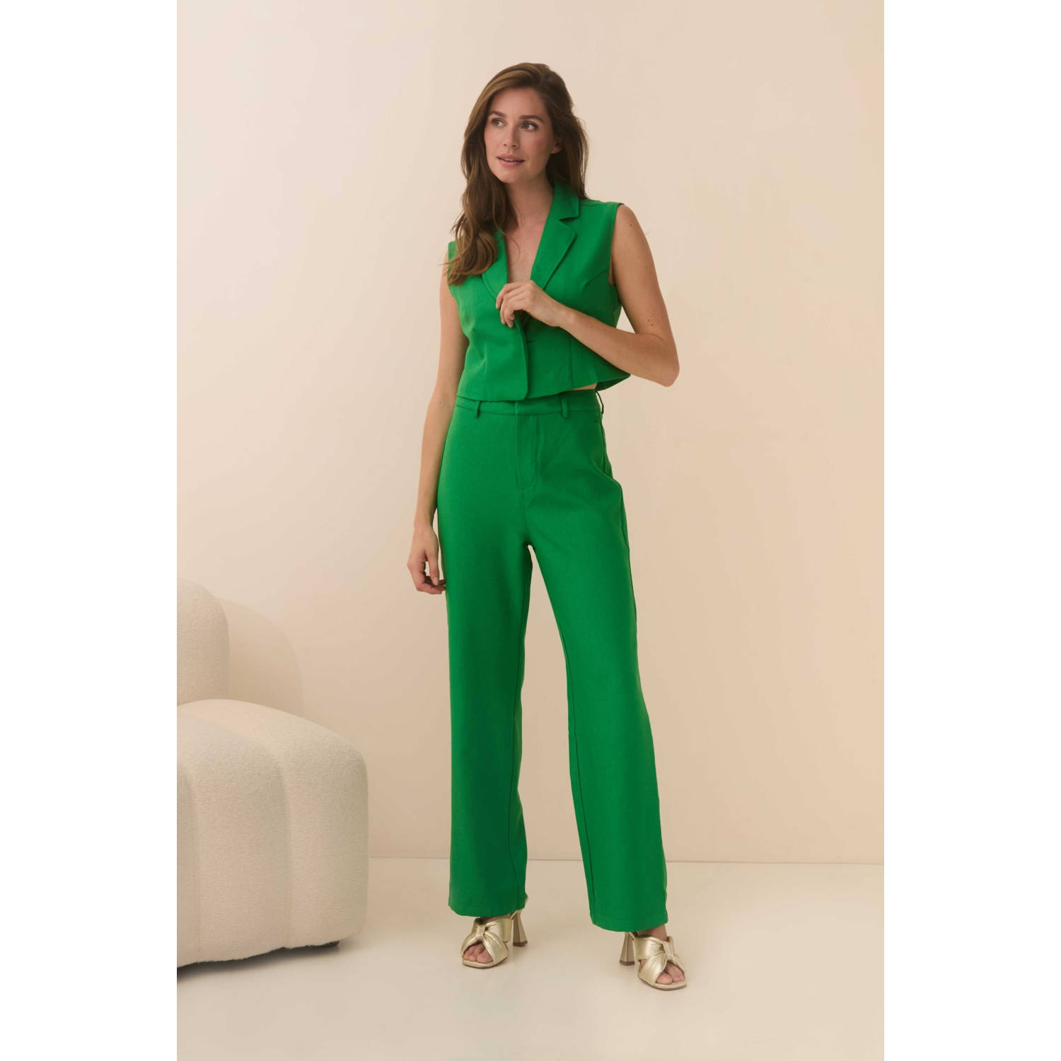 Lofty Manner straight high waist broek groen