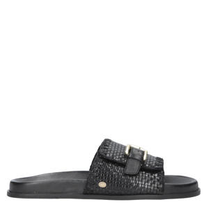 Ebby Elena  leren slippers zwart