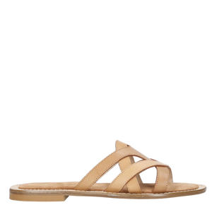 Neva  leren slipper bruin