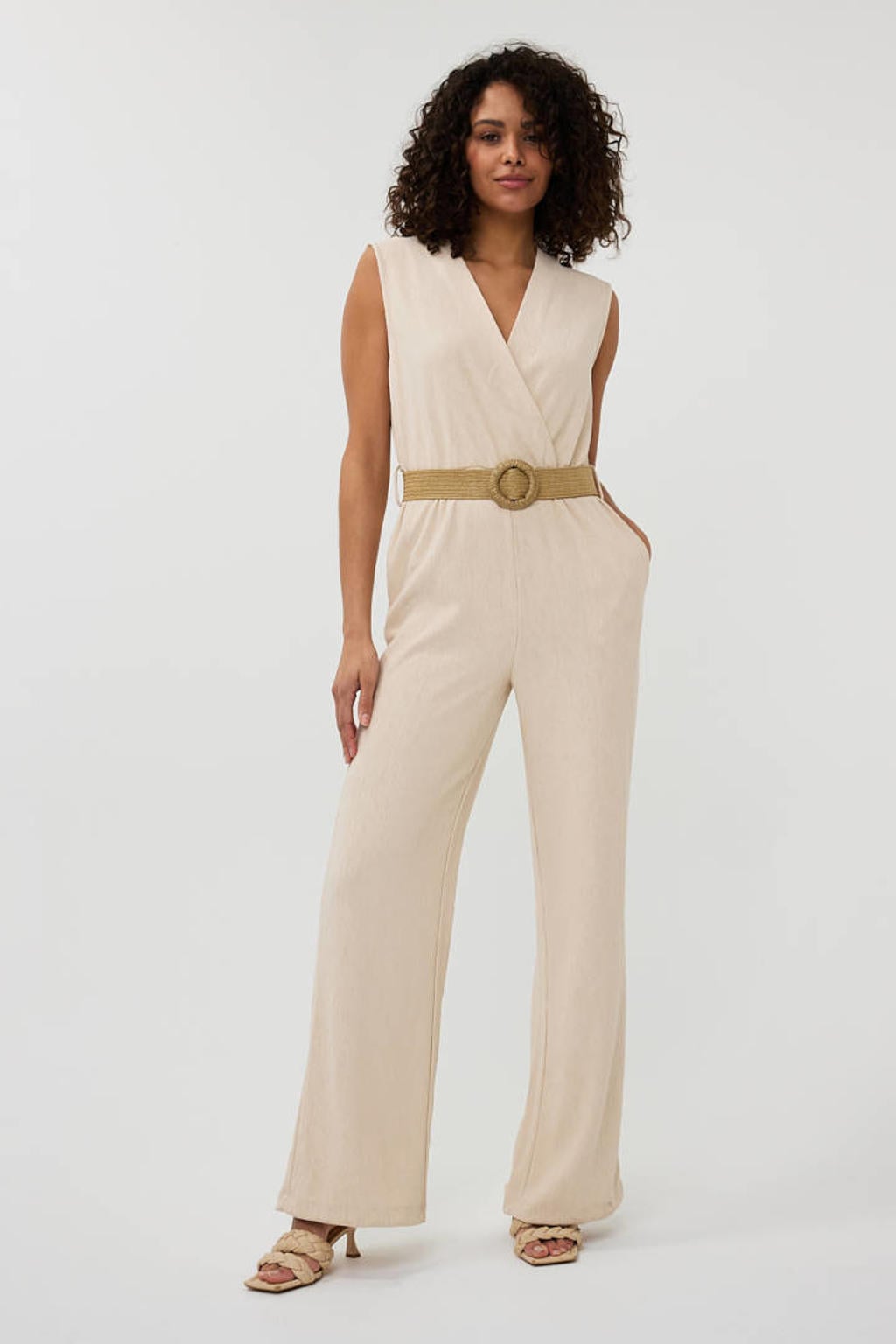 Esqualo rechtvallend jumpsuit beige