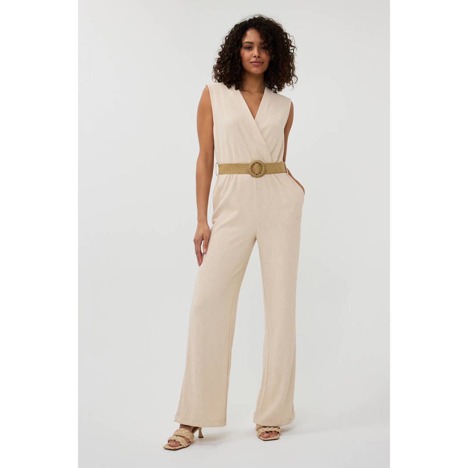 Esqualo rechtvallend jumpsuit beige