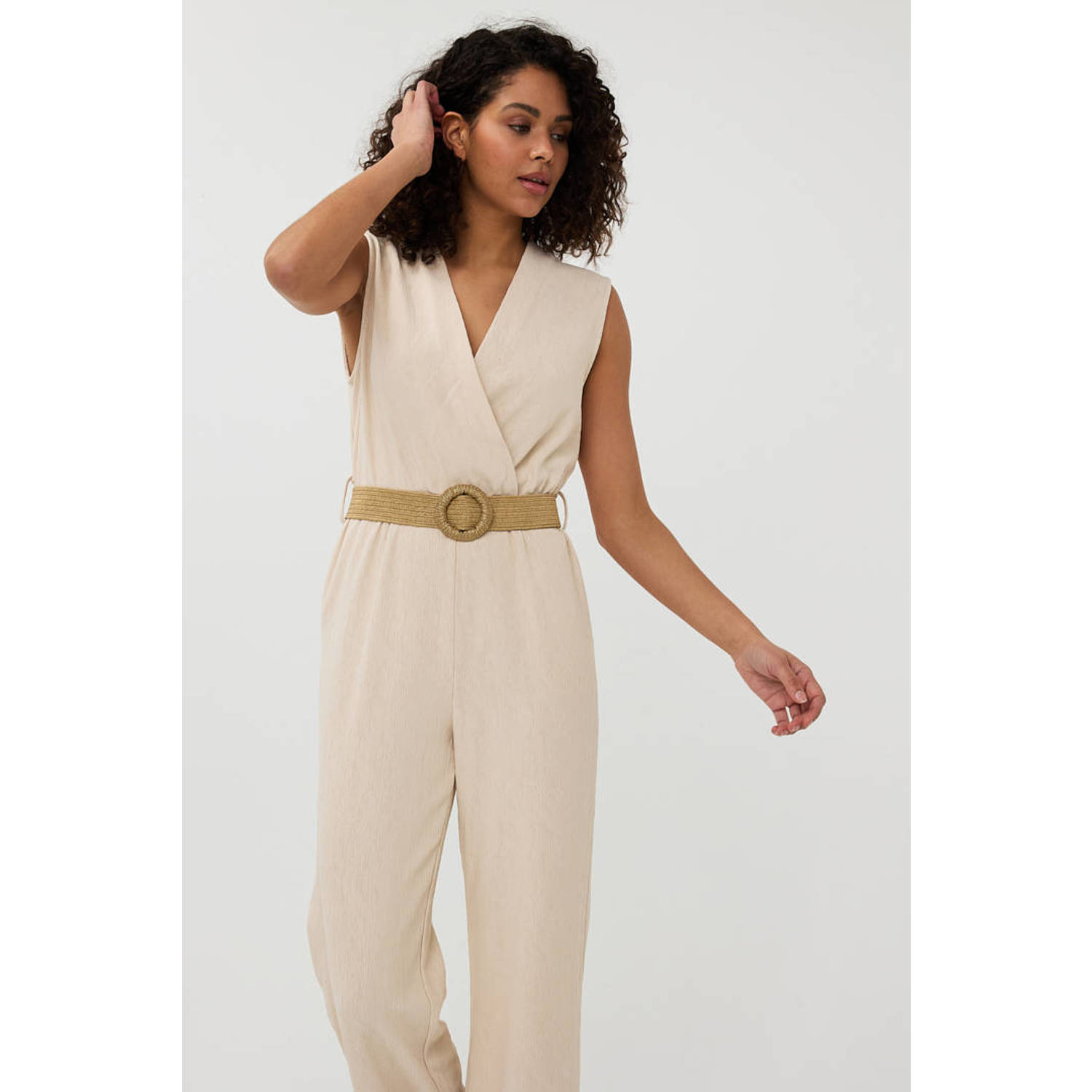 Esqualo rechtvallend jumpsuit beige