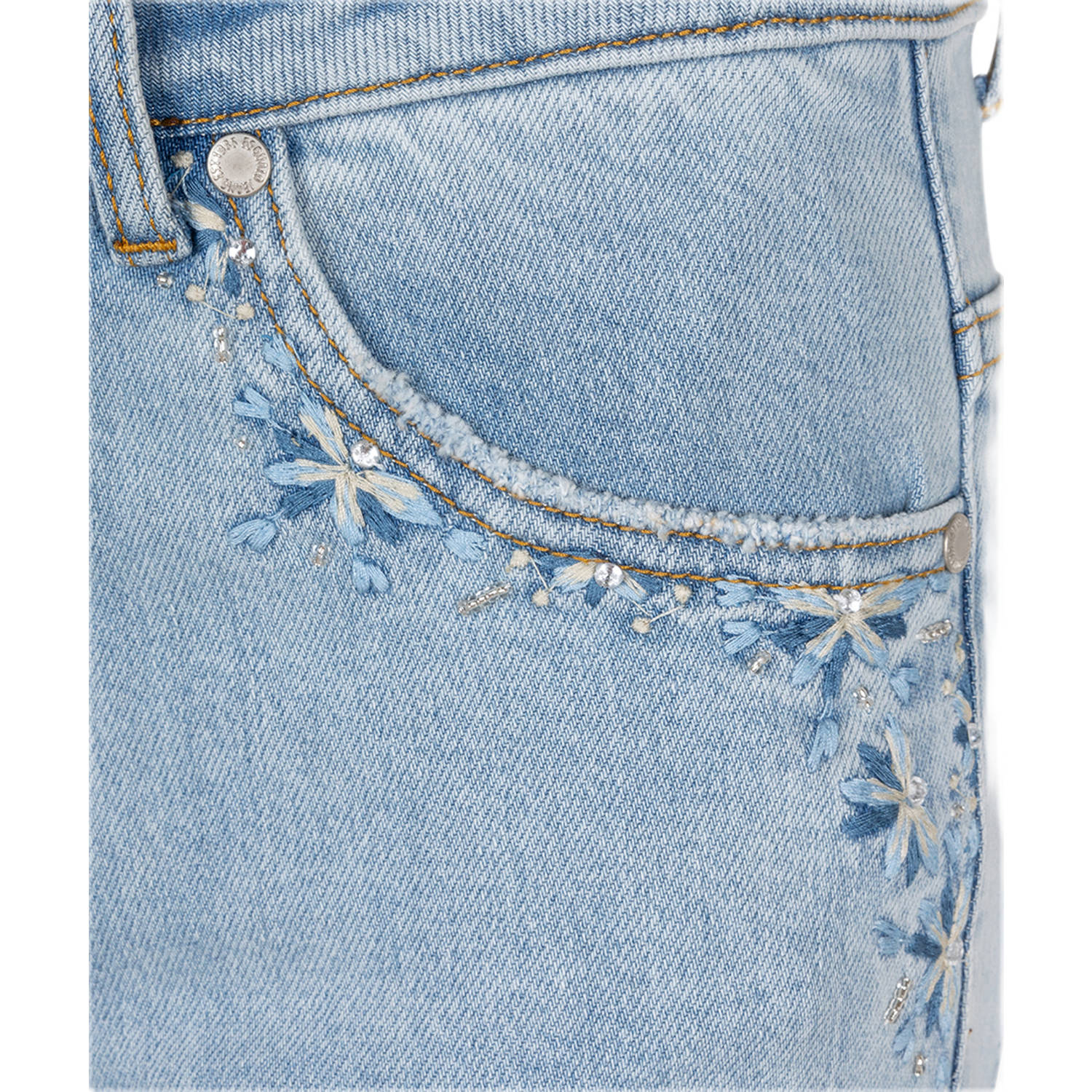 Esqualo regular waist slim fit jeans light blue denim