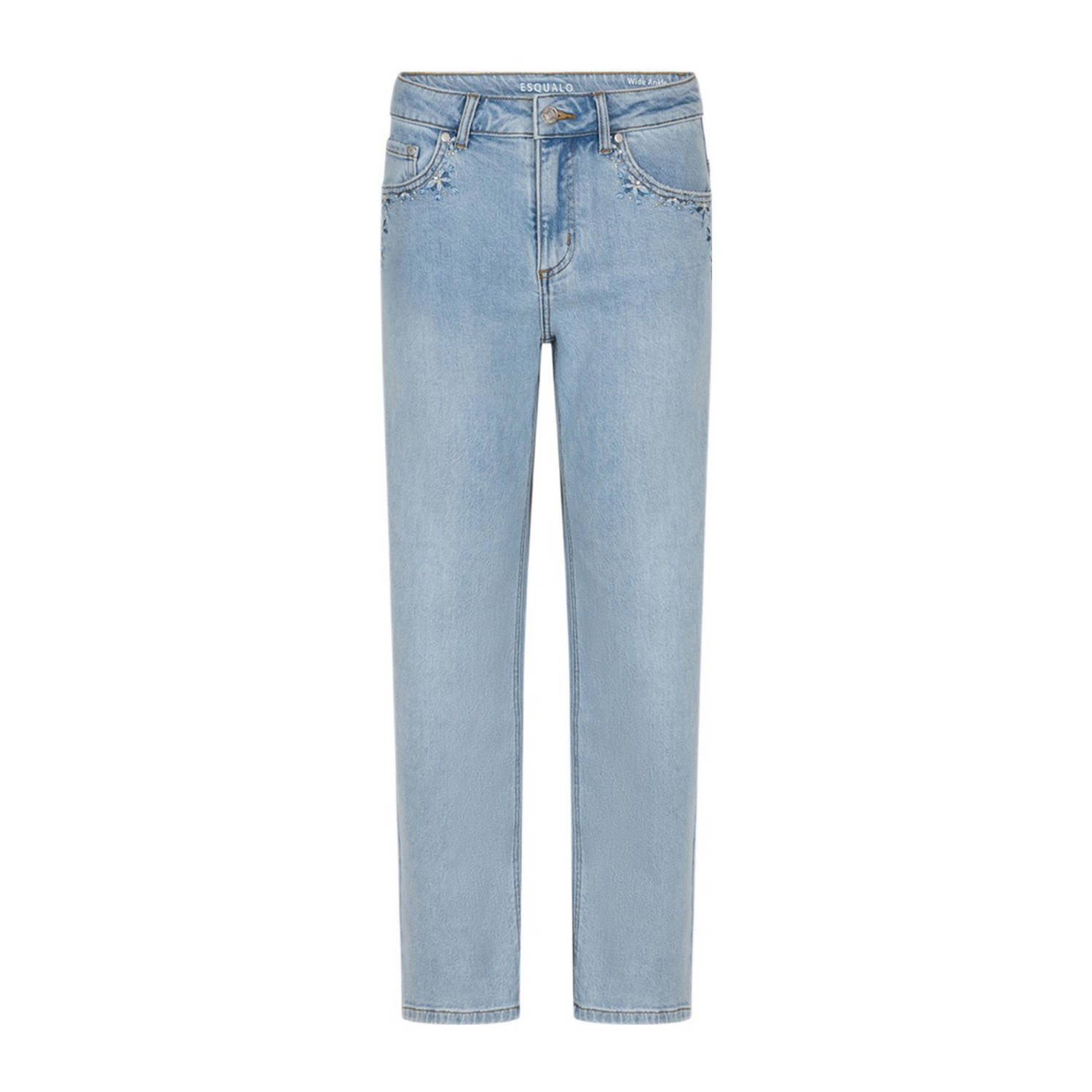 Esqualo regular waist slim fit jeans light blue denim