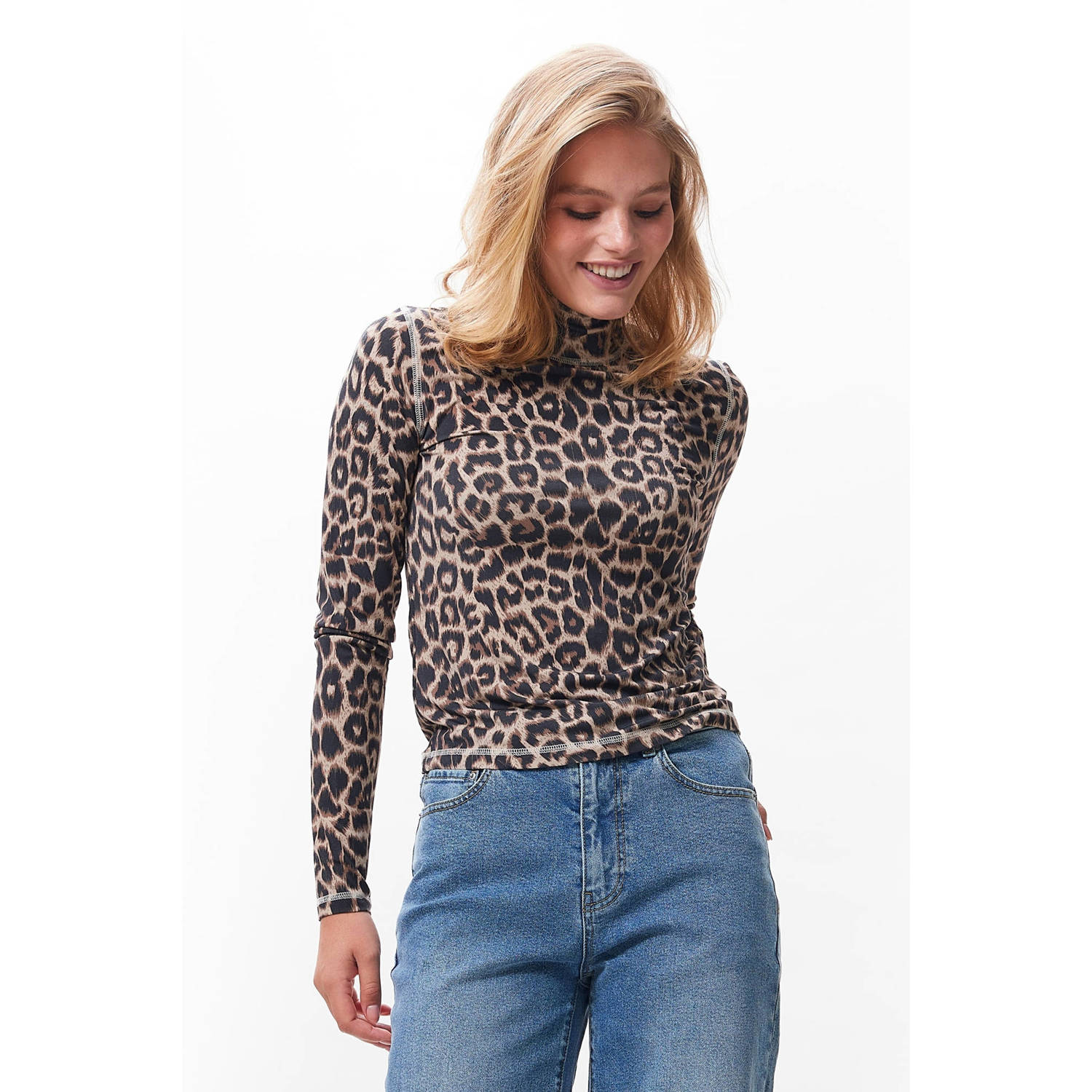 CATWALK JUNKIE Dames Tops & T-shirts Leopard Long Sleeve Bruin