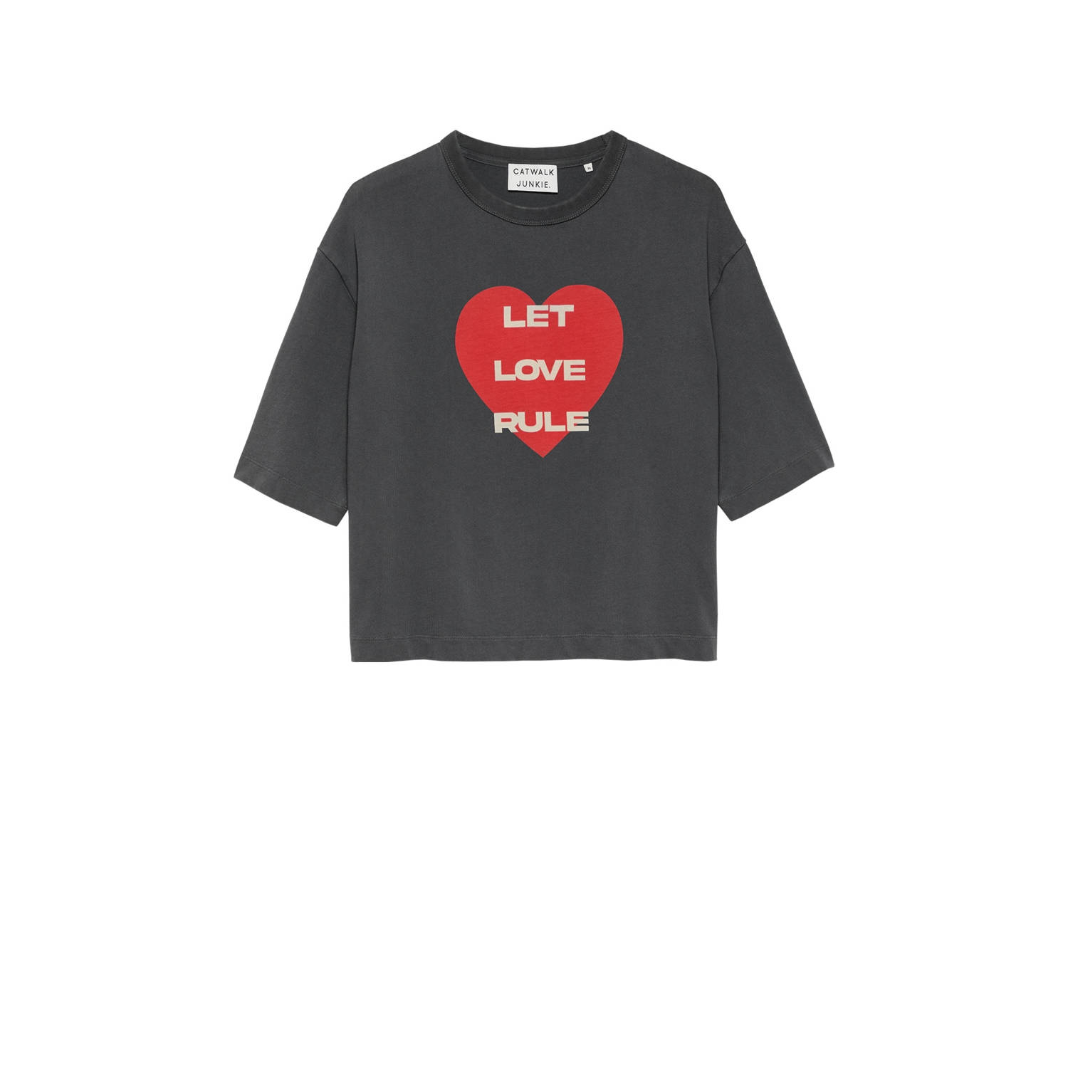 CATWALK JUNKIE Dames Tops & T-shirts Graphic Tshirt Donkergrijs