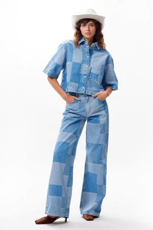 wide leg jeans medium blue denim