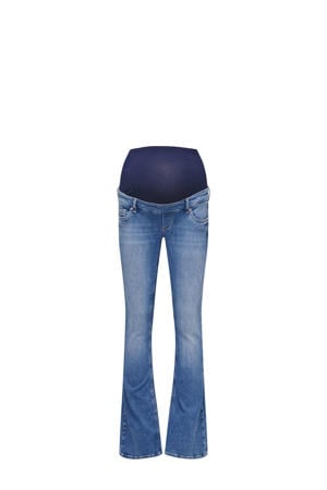 zwangerschaps high waist flared jeans medium blue denim