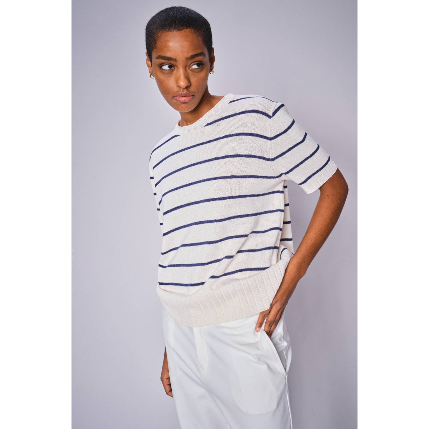 MOS MOSH Gebreid shirt met ronde hals model 'FINLO'
