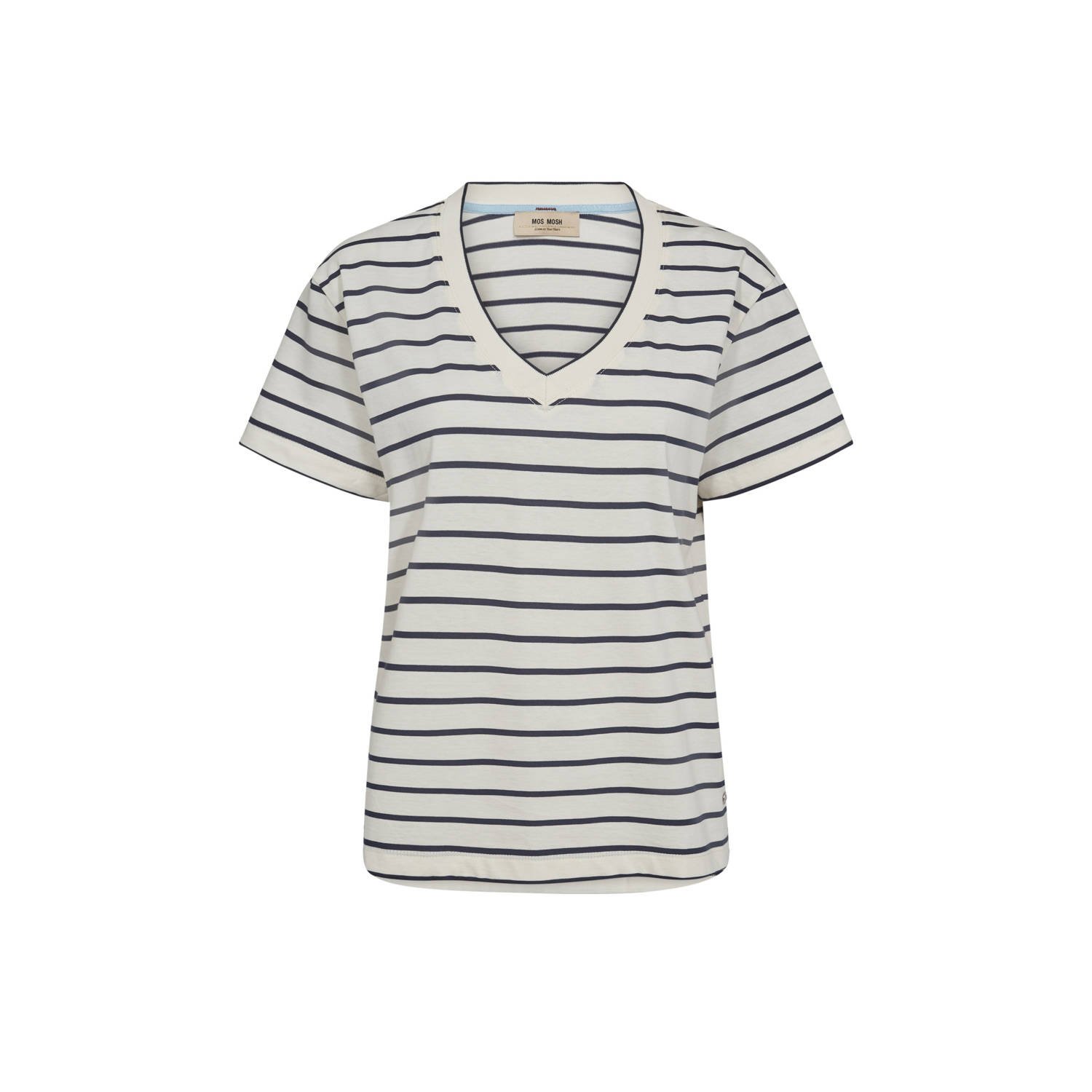 MOS MOSH Dames Tops & T-shirts Mmnani V-ss Stripe Tee Gebroken Wit