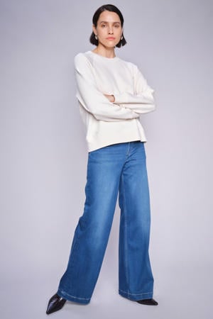 high waist flared jeans medium blue denim
