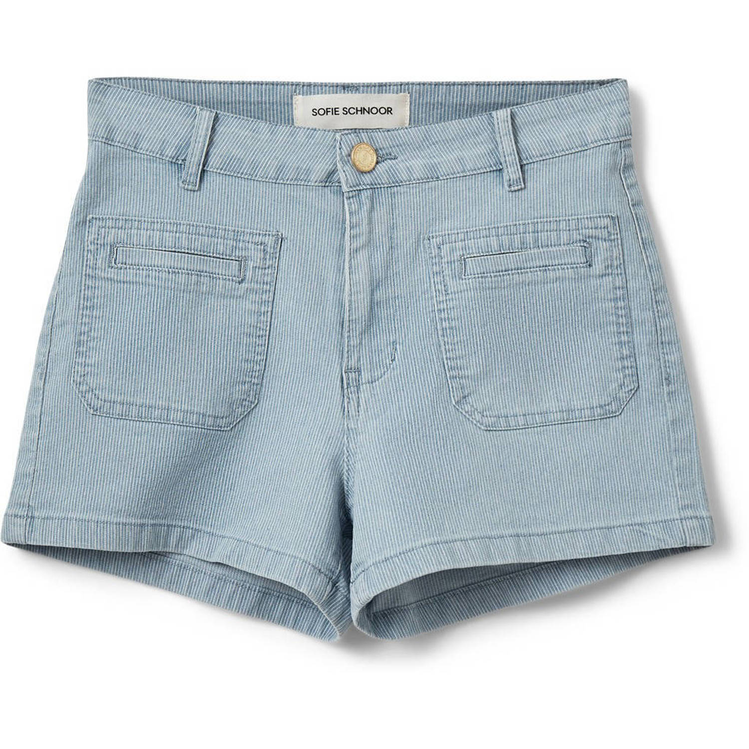 Sofie Schnoor straight high waist denim short light blue denim