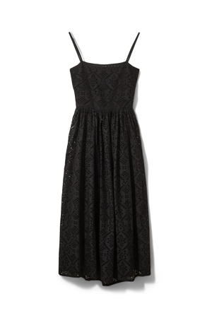midi jurk broderie zwart