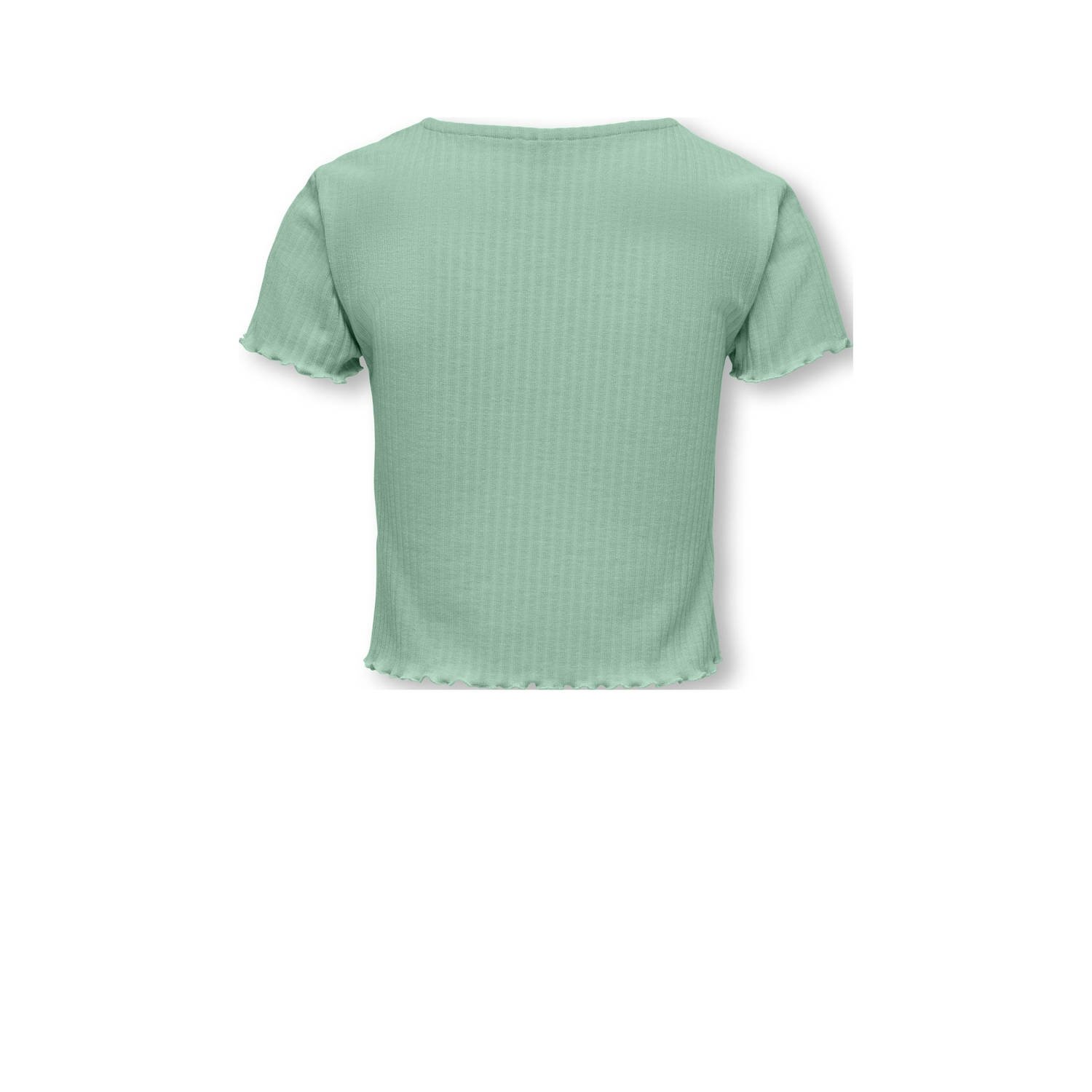 ONLY KIDS GIRL T-shirt rib gebreid zachtgroen