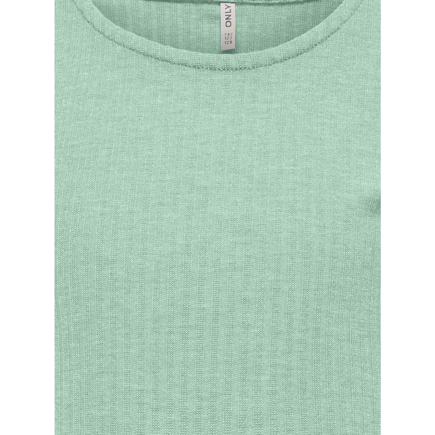 ONLY KIDS GIRL T-shirt rib gebreid zachtgroen