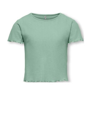 T-shirt rib gebreid zachtgroen