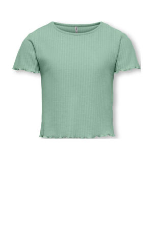 T-shirt rib gebreid zachtgroen