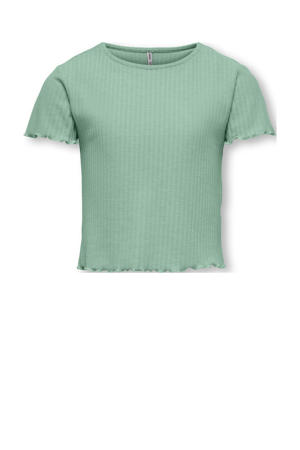 T-shirt rib gebreid zachtgroen